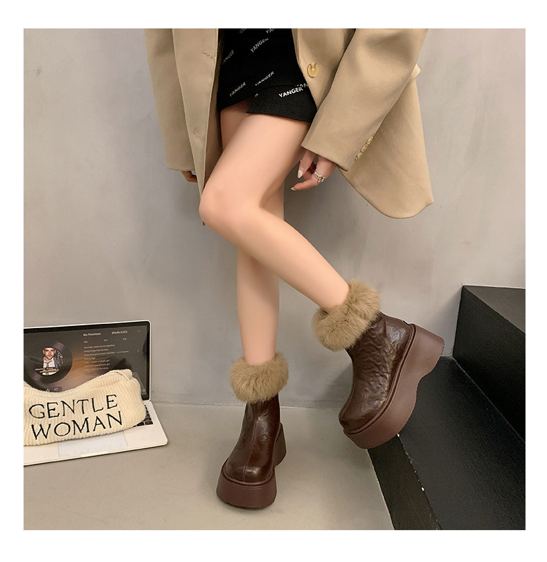 Botas finas elásticas con forro polar grueso y tacones altos, nuevas botas Martin de invierno 2024, zapatos de algodón cálidos para la nieve_voghion.com