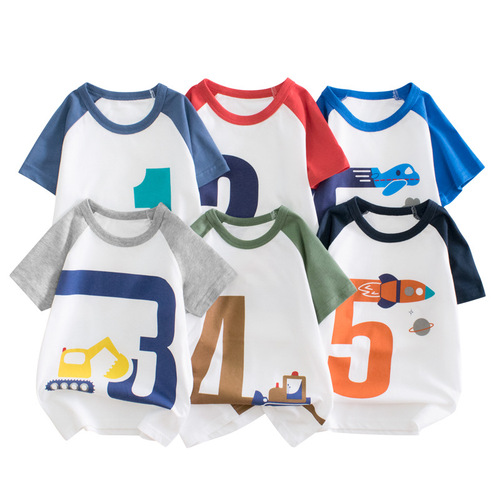 27kids children's clothing summer new style 2024 men's short-sleeved T-shirt baby clothes children's clothing wholesale first-hand source