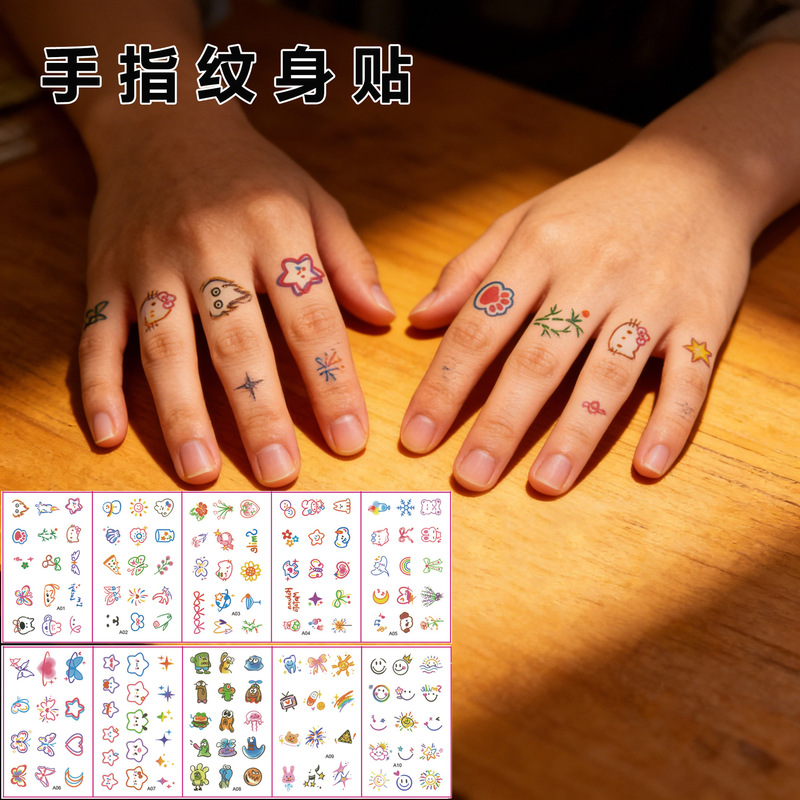 Mini Finger Tattoo Stickers Wholesale in Stock, Ins-Style Waterproof Long-Lasting Personalized Small Pattern Tattoo Stickers Customization Mini Finger Tattoo Stickers Wholesale in Stock, Ins-Style Waterproof Long-Lasting Personalized Small Pattern Tattoo Stickers Customization