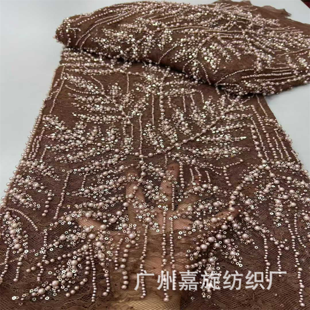 5 yardas teñidas hojas esquinillas burbujas bordadas de perlas europeas y americanas tela bordada encaje vestido de boda falda tela de vestido de escenario