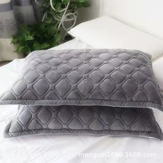 水晶绒枕套一对秋冬夹棉加厚48x74绒面枕头套珊瑚牛奶绒枕套批发|ms