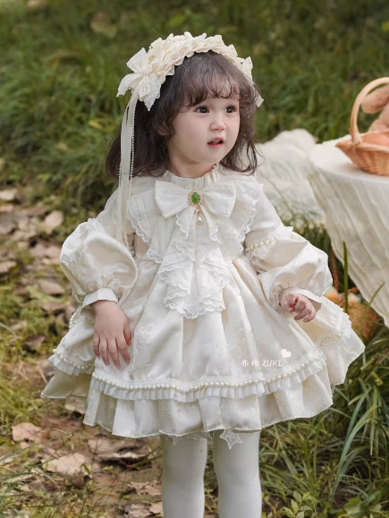 Autumn apricot dress, headband, Lolita style