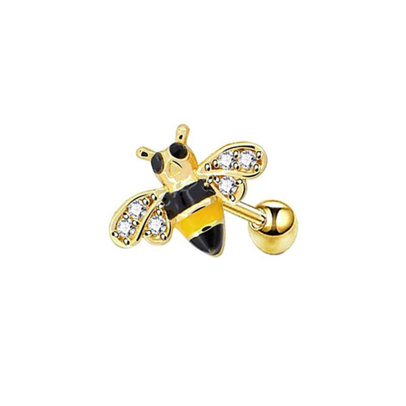 Horseshoe Nose Ring 10mm 316L Surgical Steel Bee Motif Septum Ring Body Piercing Jewelry detail image 9