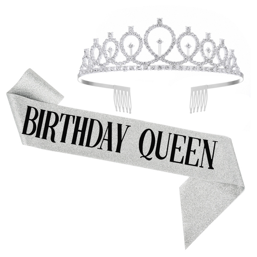 DEG0068 银色皇冠 + 肩带BIRTHDAY QUEE