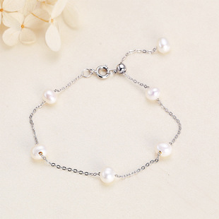 Zhuji Pearl Wholesale Fashion Simple Copper Gold-Plated Ins Style Pearl Elegant Versatile Freshwater Pearl Bracelet Gift