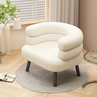 Scandinavian Modern Minimalist Lamb Velvet Sofa Chair Bedroom Makeup Chair Home Lazy Sofa Chair Plaid Single Sofa