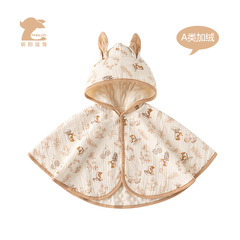 寶寶披風男女兒童外出服嬰兒新生兒短款衣服可愛小斗篷秋冬薄絨