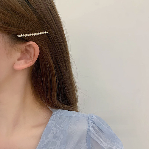 小珍珠发夹女款精致侧边碎发刘海夹一字夹发卡夹子头饰边夹