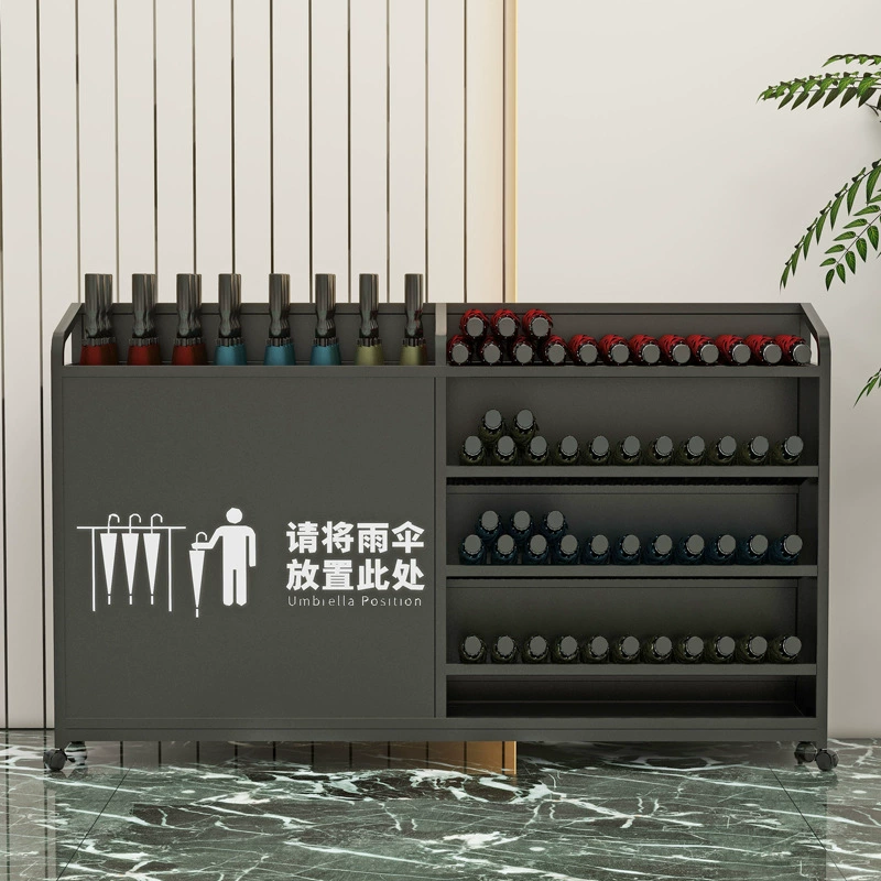 Umbrella with umbrella holder, capacious storage system for commercial use