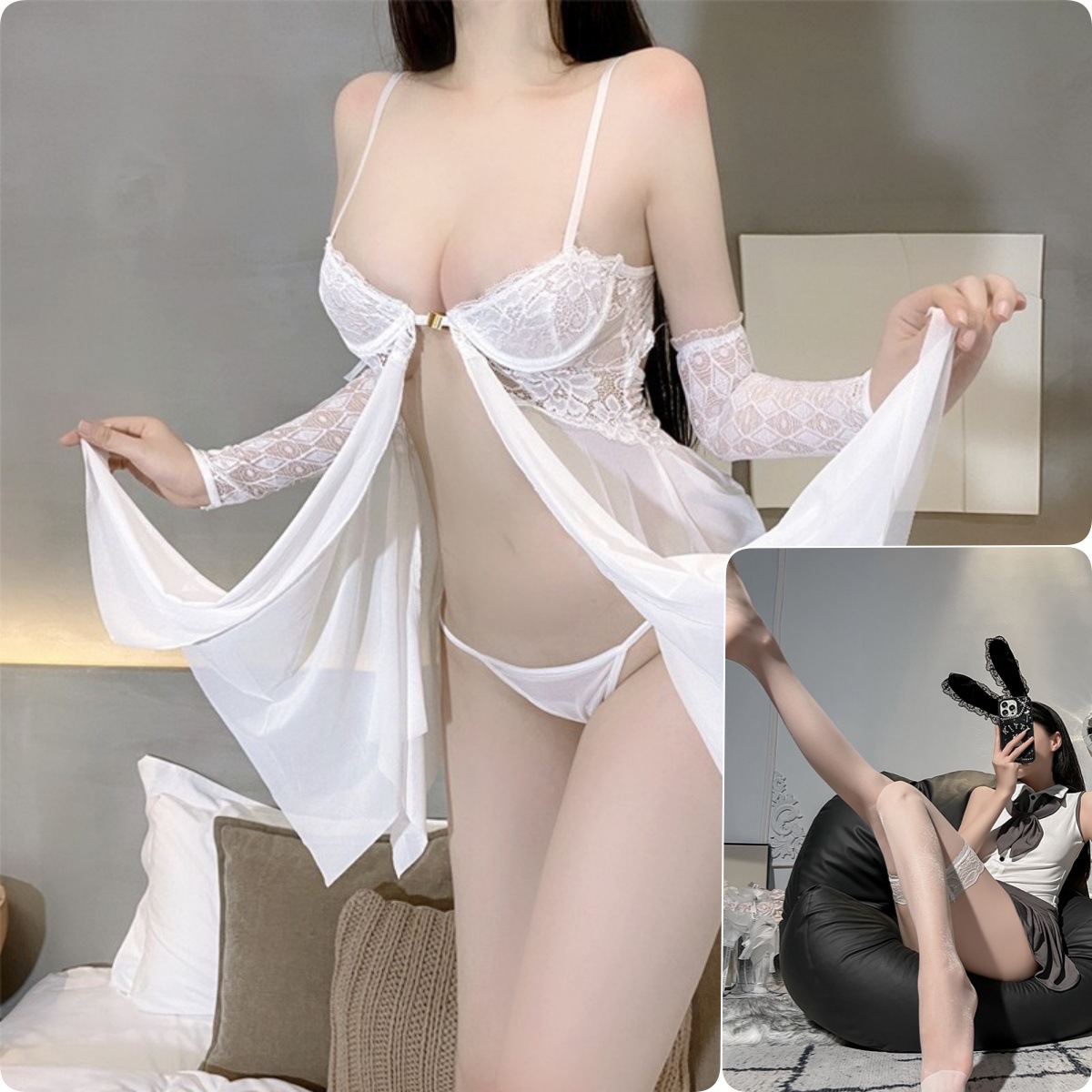흰색[잠옷+T바지]+흰색 스타킹