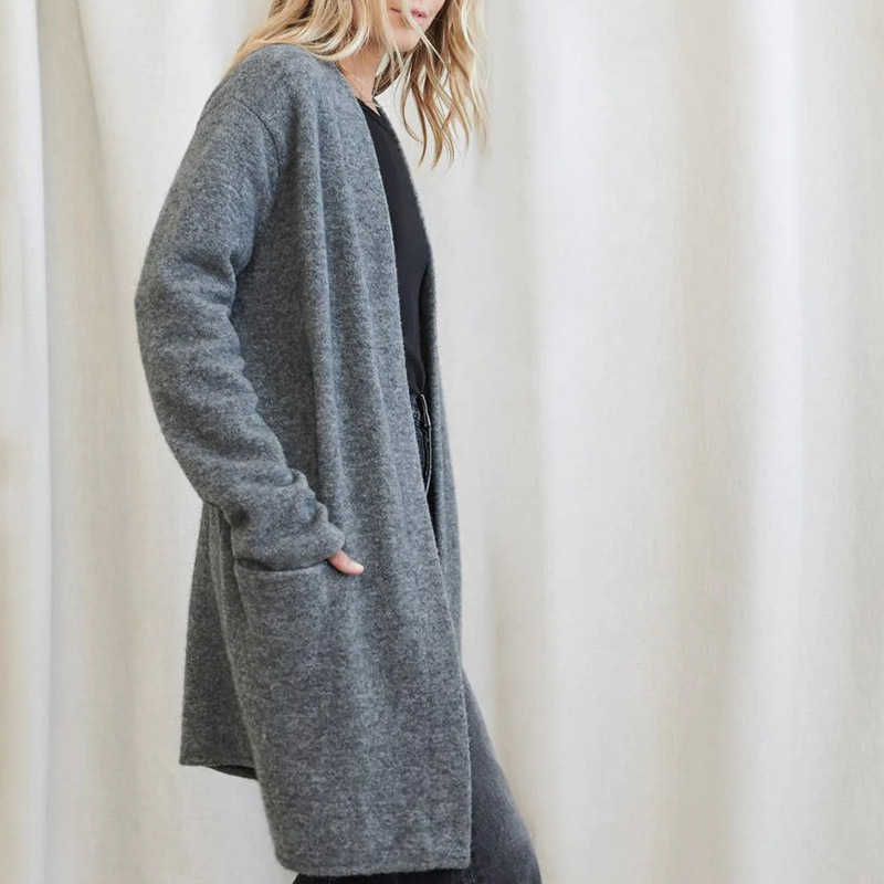 Elegante Einfarbige Damenstrickjacke Aus Weichem Acryl-strick_voghion.com
