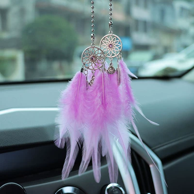 Car Pendant Creative Rearview Car hanging - light-purple-feather-dream-catcher