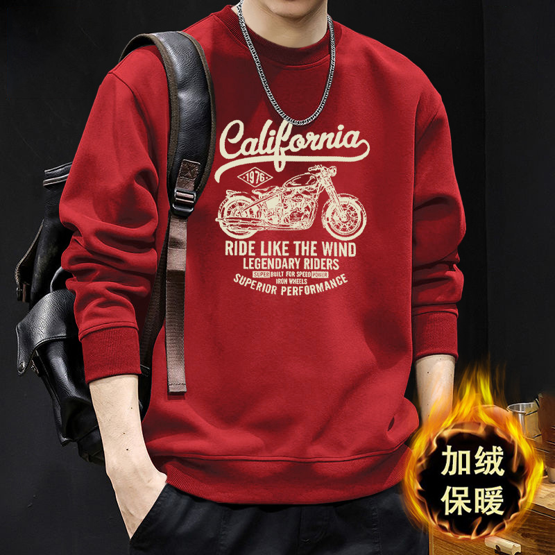 Suéter masculino primavera y otoño pesado estilo americano puerto viento de marea hookah cuello redondo manga larga chaqueta suelta camisa de base chaqueta