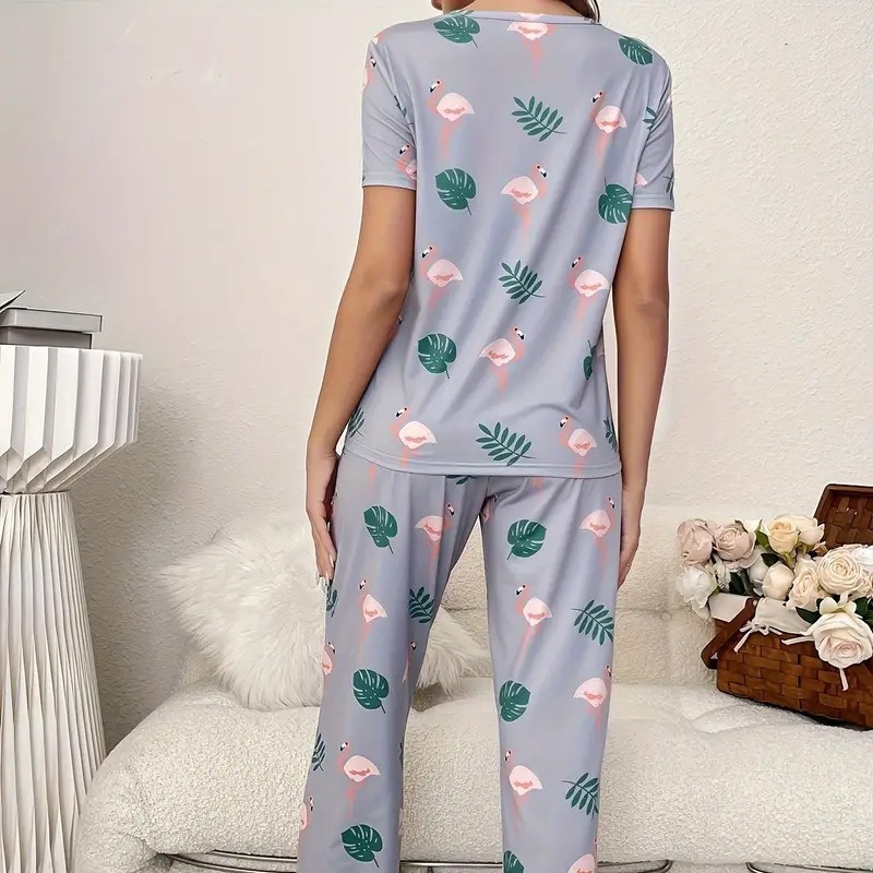 Pantalones de manga corta estampados de servicio a domicilio nuevo transfronterizo de dos piezas de verano cómodo traje de pijama de moda casual al por mayor