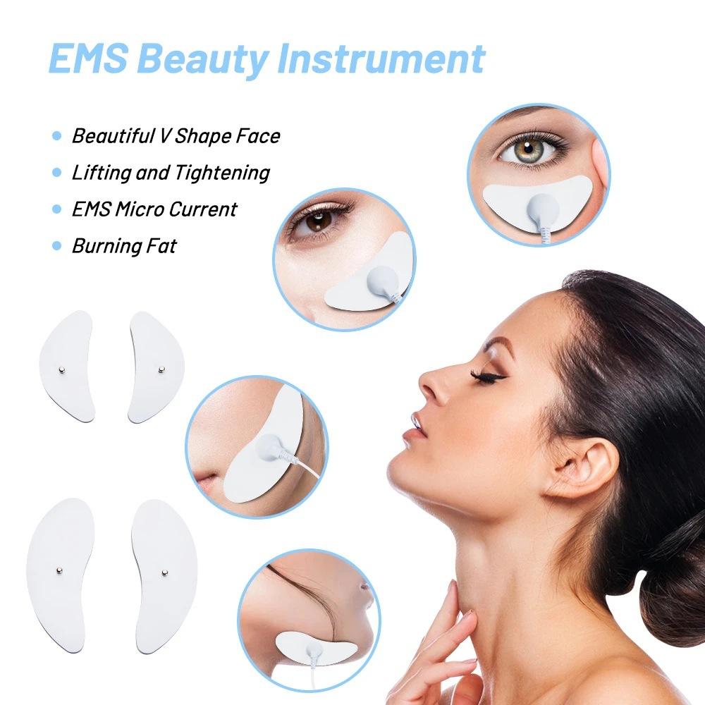 Cross-border EMS facial massager micro-current low-frequency beauty instrument V-face crescent firming facial muscle stimulator