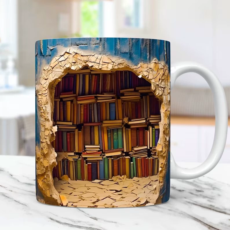 Ceramic Mug Home Creative Library Coffee Cup Cross-Border 3D Bookshelf Mug Ceramic Water Cup