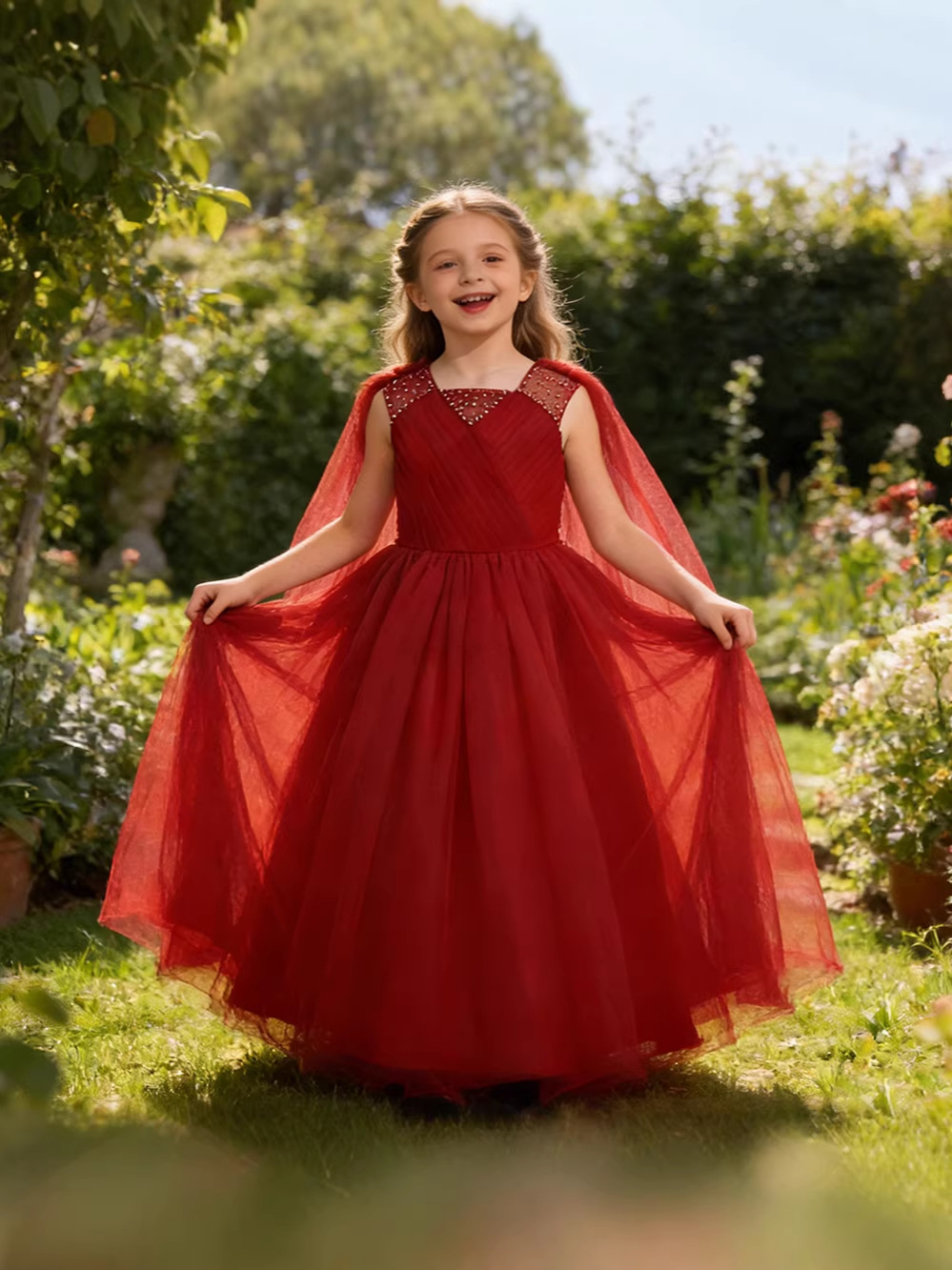 Transfronterizo vestido largo para niños anfitriones de piano espectáculo de baile vestido de baile de chicas vestido de noche