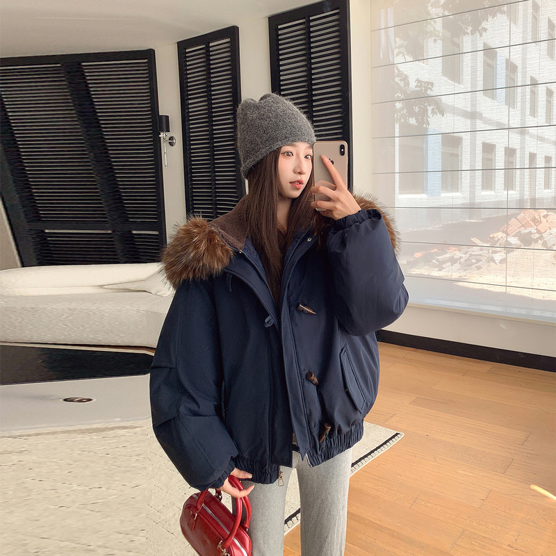 Down Cotton Jacket for Women with Large Fur Collar, Parka Style, 2025 Winter New Thickened Cotton Coat, Retro Toggle Cotton-Padded Jacket Down Cotton Jacket for Women with Large Fur Collar, Parka Style, 2025 Winter New Thickened Cotton Coat, Retro Toggle Cotton-Padded Jacket