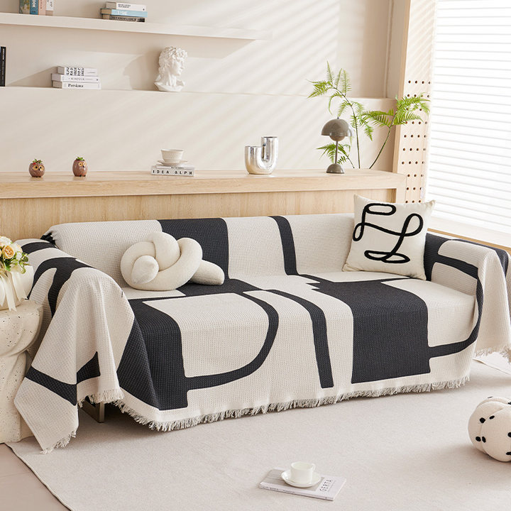 ins simple toalla de sofá cuatro estaciones todo incluido en una pieza de sofá cubierta Waffle impresa cubierta de sofá