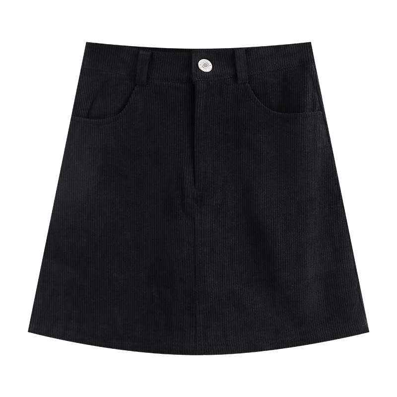 Simple versatile autumn and winter high waist slimming corduroy skirt for women 2023 new western style A- line skirt