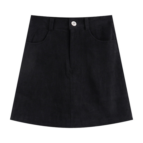 Simple and Versatile Autumn/Winter High-Waisted Slimming Corduroy Skirt for Girls and Women, Stylish A-Skirt