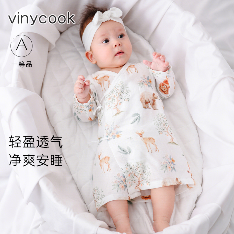 Baby Pajamas Small Month Age Summer Thin Newborn Child Monk Dress Gauze Nightdress Baby Belly Kick-proof Nightgown