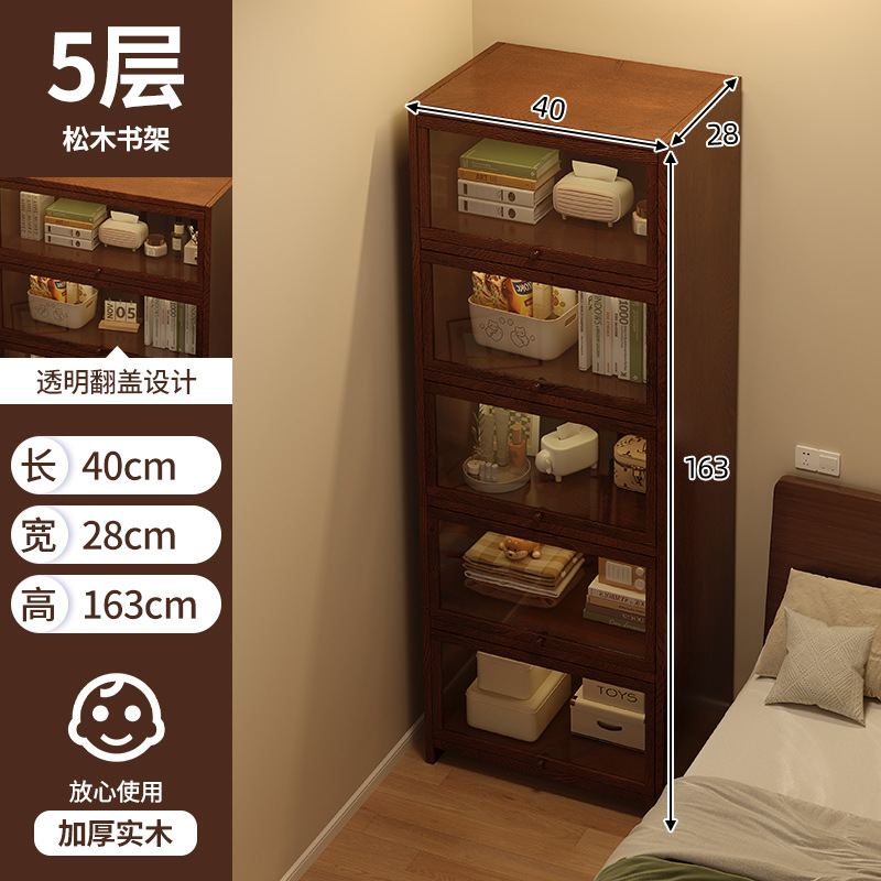 Mesita de noche de madera maciza estantería estante de piso a techo hogar a prueba de polvo gabinete de exhibición gabinete de almacenamiento dormitorio junto a la cama pequeña estantería