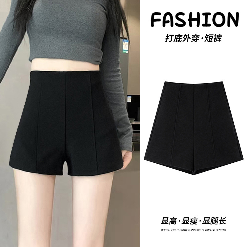 Black Suit Shorts for Women 2025 Autumn and Winter New Design High-Waisted Slim Boot Shorts for Outerwear Slimming Hot Pants Black Suit Shorts for Women 2025 Autumn and Winter New Design High-Waisted Slim Boot Shorts for Outerwear Slimming Hot Pants