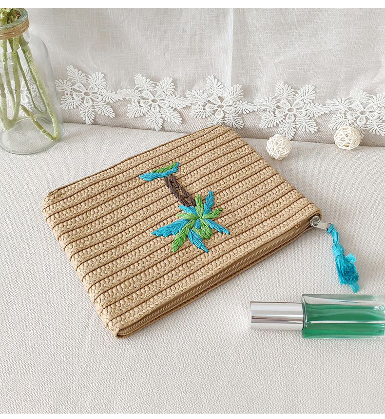 Clutch Bag Bags Type Daily, Street, Shopping Occasion Straw Material Coconut Tree Straw Tree Weave Square Clutches