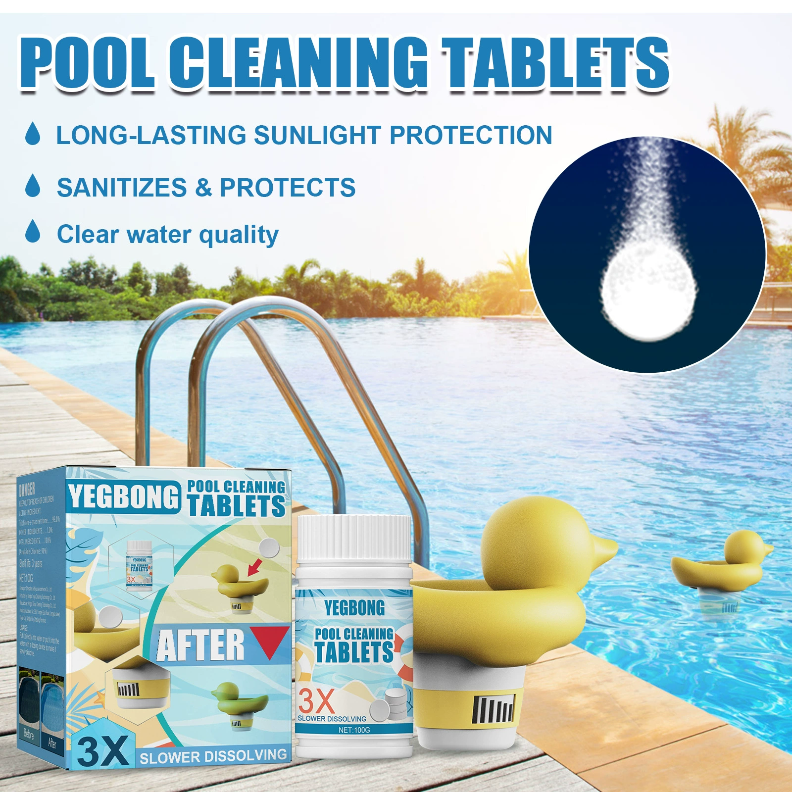 YEGBONG Pool Cleaning шипучие таблетки Качество воды очистка дезактивации осветлитель