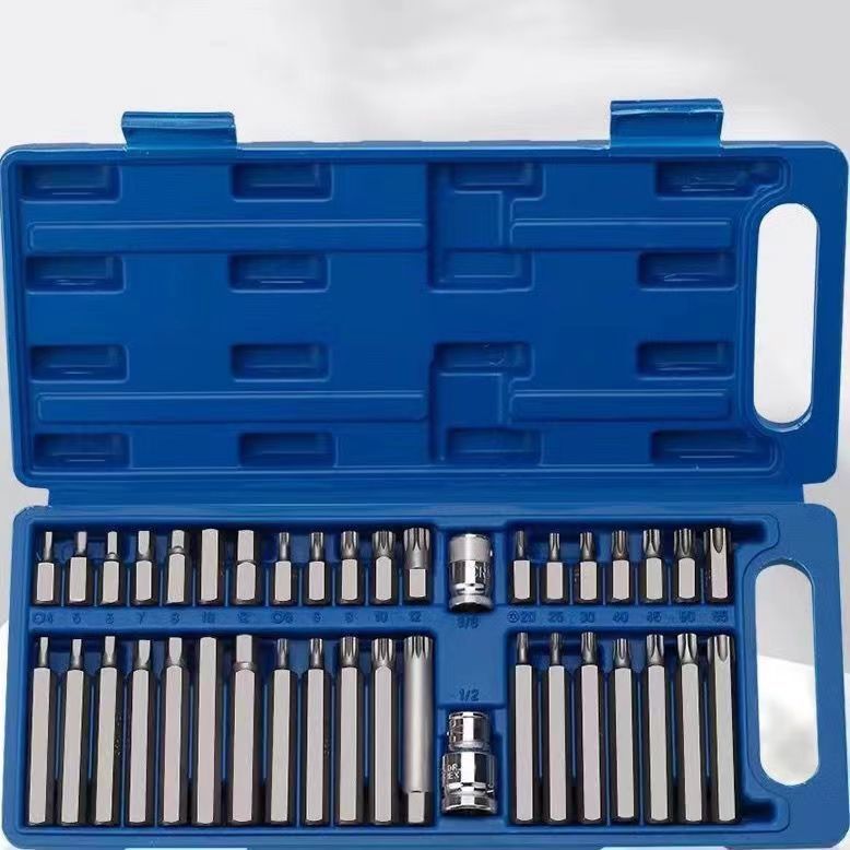 Auto Repair Tool Set, Bit Set, Star Bit, Plum Blossom Combination, 40 Spline Piece Set, Flower-Shaped Wrench, Inner Hexagon