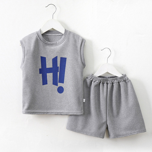 Children's vest suit summer new boys' sleeveless suit Korean style breathable summer clothing children's clothing wholesale two-piece set
