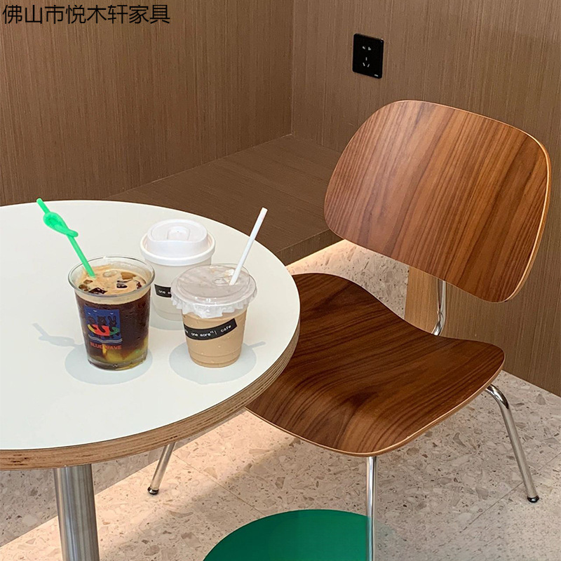 实木奶油风书桌中古椅子设计师餐椅家用ins复古咖啡厅休闲餐桌椅|undefined