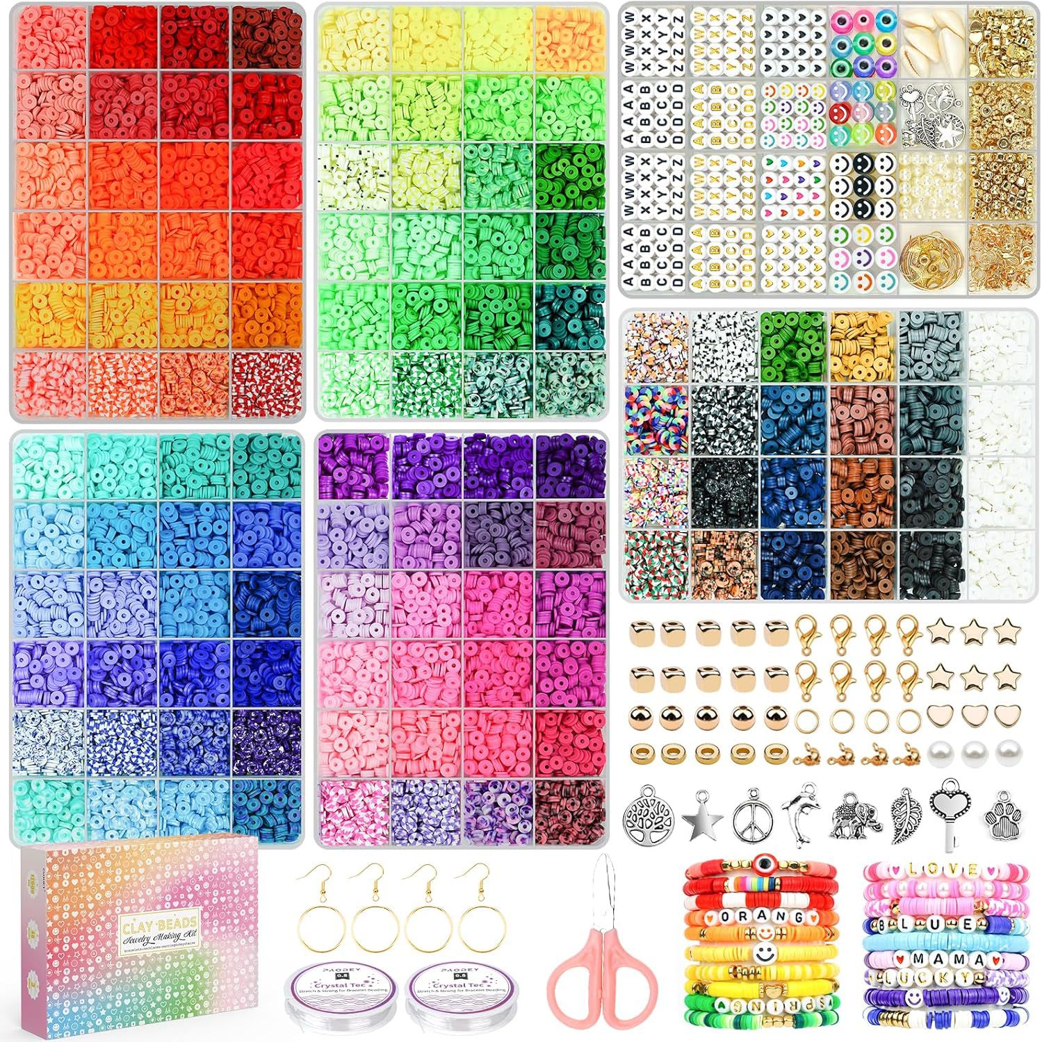 Ventas transfronterizas calientes de 6mm de cerámica blanda letras cuentas de cuentas de color cuentas de cerámica blanda caja de pulseras de chicas conjunto de combinación DIY