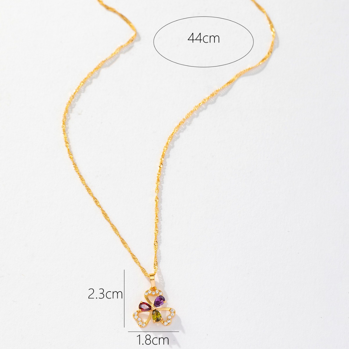 Xiyin transfronterizo nuevo colgante de trébol de zircon colorido personalidad femenina colgante de collar de flores de lujo ligero