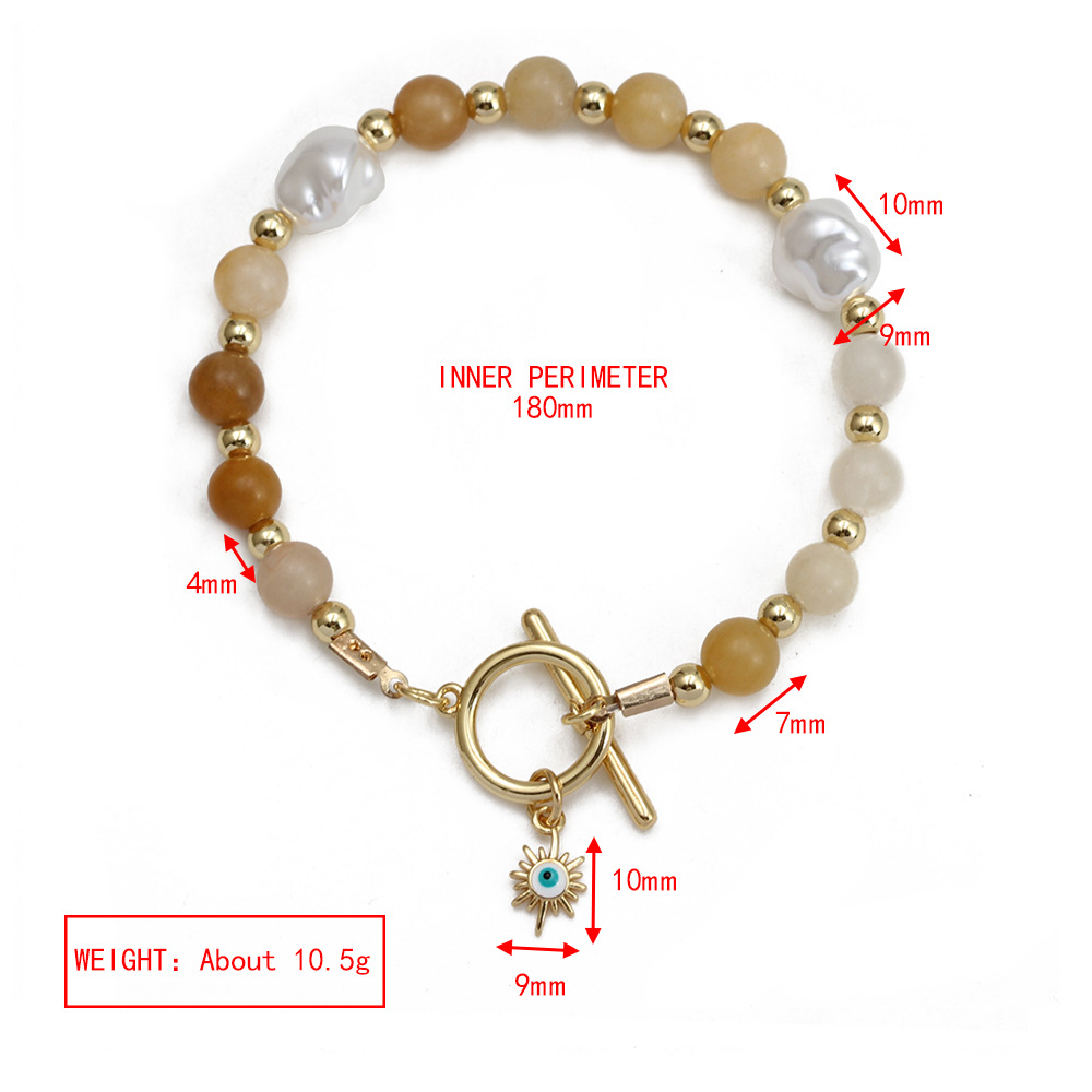 Simple Style Devilu0027S Eye Copper Beaded Plating Inlay Zircon Bracelets 1 Piece