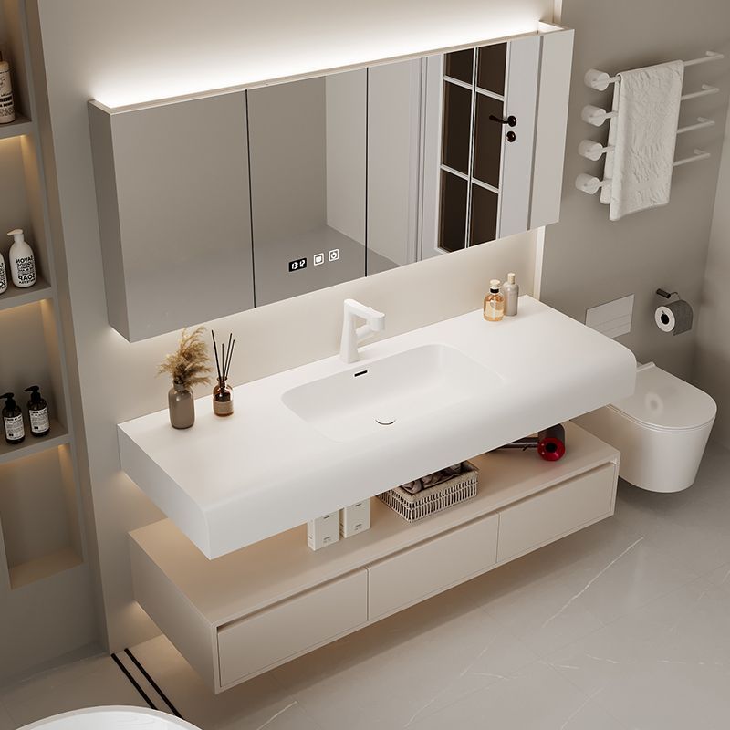 Modern cream hand wash and washbasin, Corine one-piece simple bathroom cabinet, skin-feel combination, complete set of washbasin and bathroom full figure
