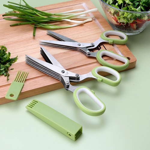 Factory multi-layer onion vegetable scissors, five-layer herb shredding scissors, three-layer stainless steel herb scissors