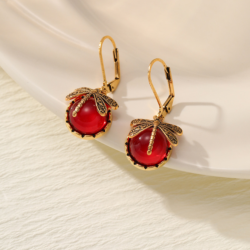 Dragón y creativo retro libélula imitación de cristal colgante pendientes glamour joyería de mujer pendientes bohemios