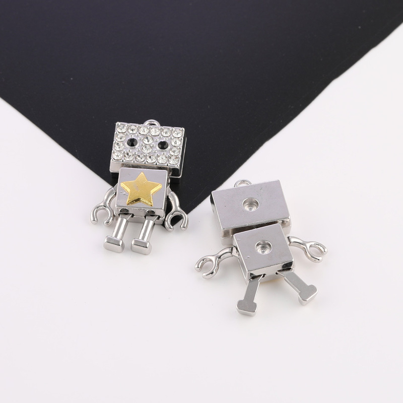Cartoon Movable Limbs Robot Pendant DIY Handmade Necklace Keychain Pendant Jewelry Material Accessories