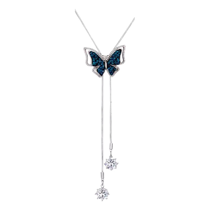 Estilo coreano de doble capa mariposa suéter Cadena de alto grado de las mujeres de todo partido moda borla largo suéter cadena Accesorios al por mayor