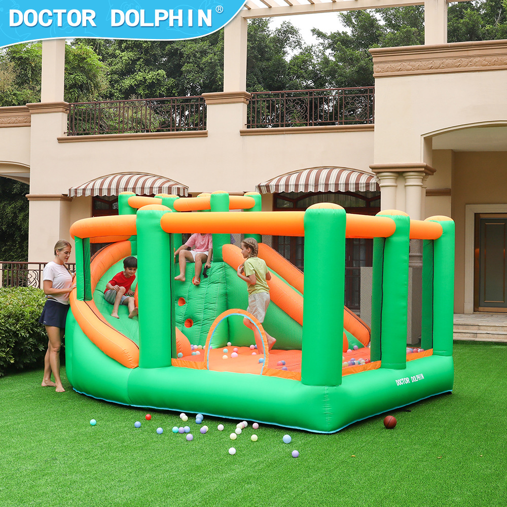 Castillo inflable infantil Doctor Dolphin, trampolín para fiestas al aire libre, pequeño parque de atracciones, castillo inflable con tobogán combinado