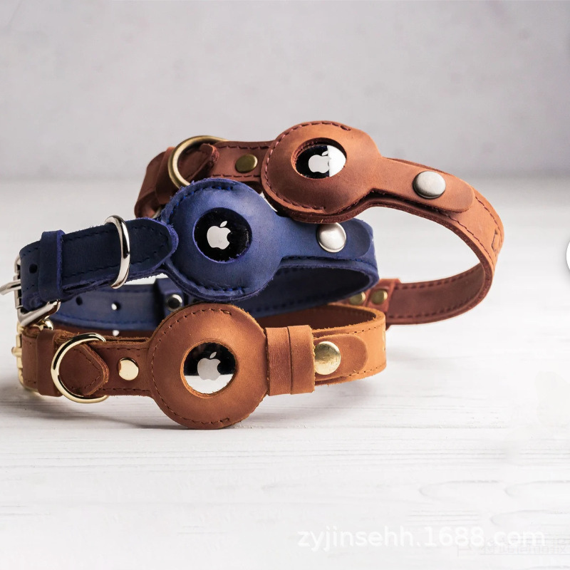 Personalized Leather Pet Dog Collar Anti-Lost Pet Locator Gps Protective Cover Cat Tracker Leather Cover