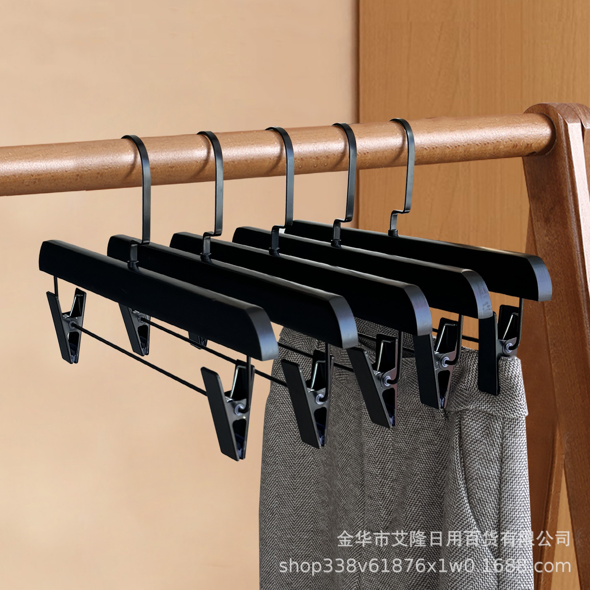 Percha de pantalones de madera sólida, percha de pantalones de madera, percha de pantalones antideslizante sin marcas, percha de ropa de madera