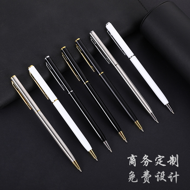 En stock bolígrafo de alta gama Hotel regalo pluma de acero inoxidable publicidad pluma letras LOGO pequeña pluma de metal Xihua