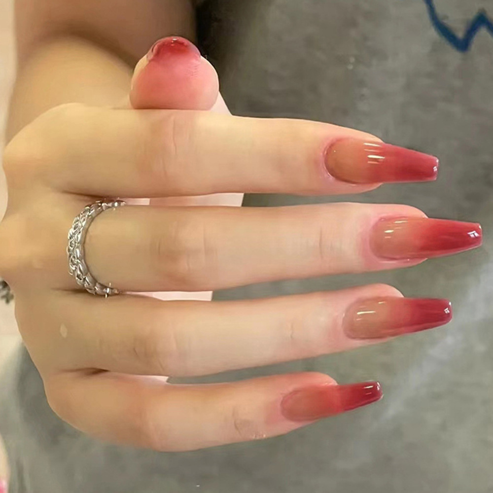 Ventas transfronterizas calientes gradiente naranja polvo manicure de moda suave coral uña delicada simple y elegante gradiente desgaste de uñas