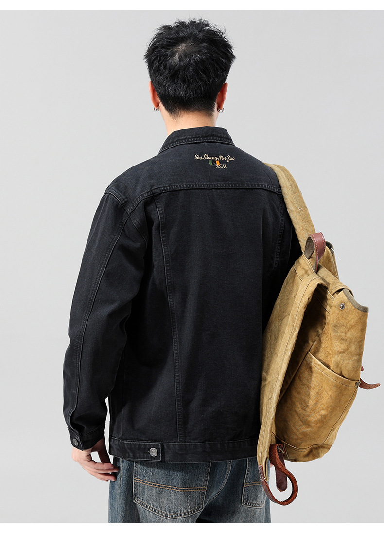 Men's Denim Jacket For Men Korean Style Trendy Workwear Spring_voghion.com