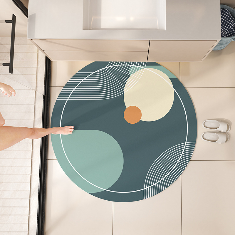 Alfombra de piso de baño redonda lavabo mueble de baño barro de diatomeas alfombra absorbente alfombra de baño alfombra antideslizante alfombra de puerta