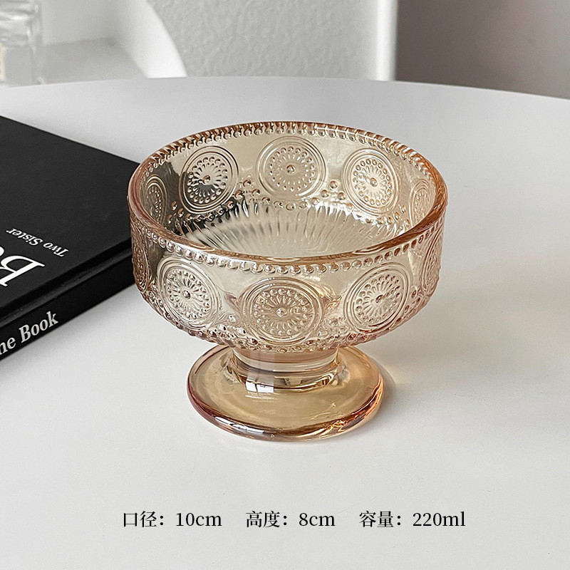 Inswind vertical taza de helado de pies altos taza de postre de vidrio taza de pudín de helado taza de té de la tarde taza de agua de azúcar taza de yogur