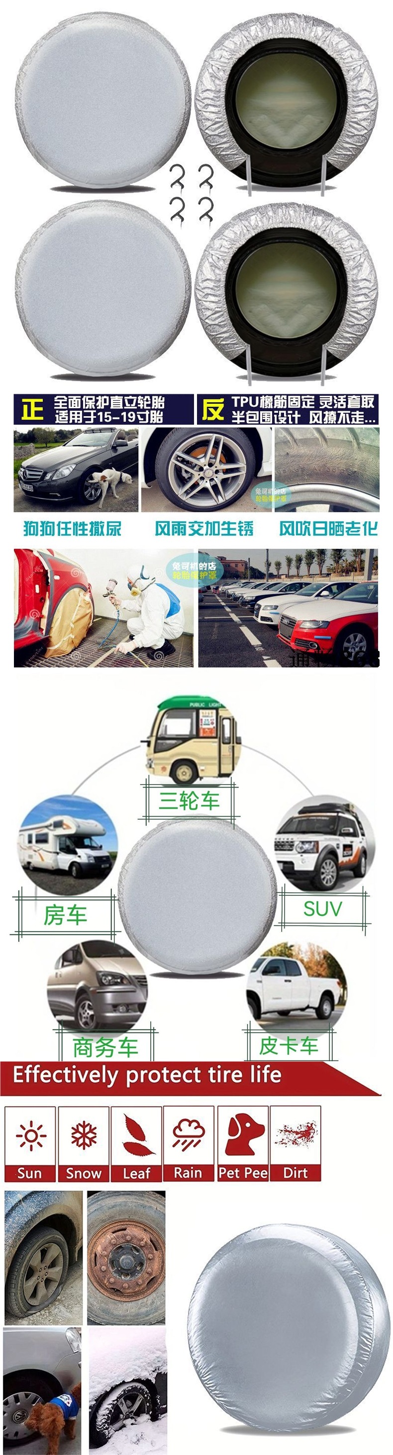 Car tire spare tire cover, full coverage, dustproof, rainproof, explosion-proof, sunproof, frost-resistant, and anti-aging, suitable for all seasons
